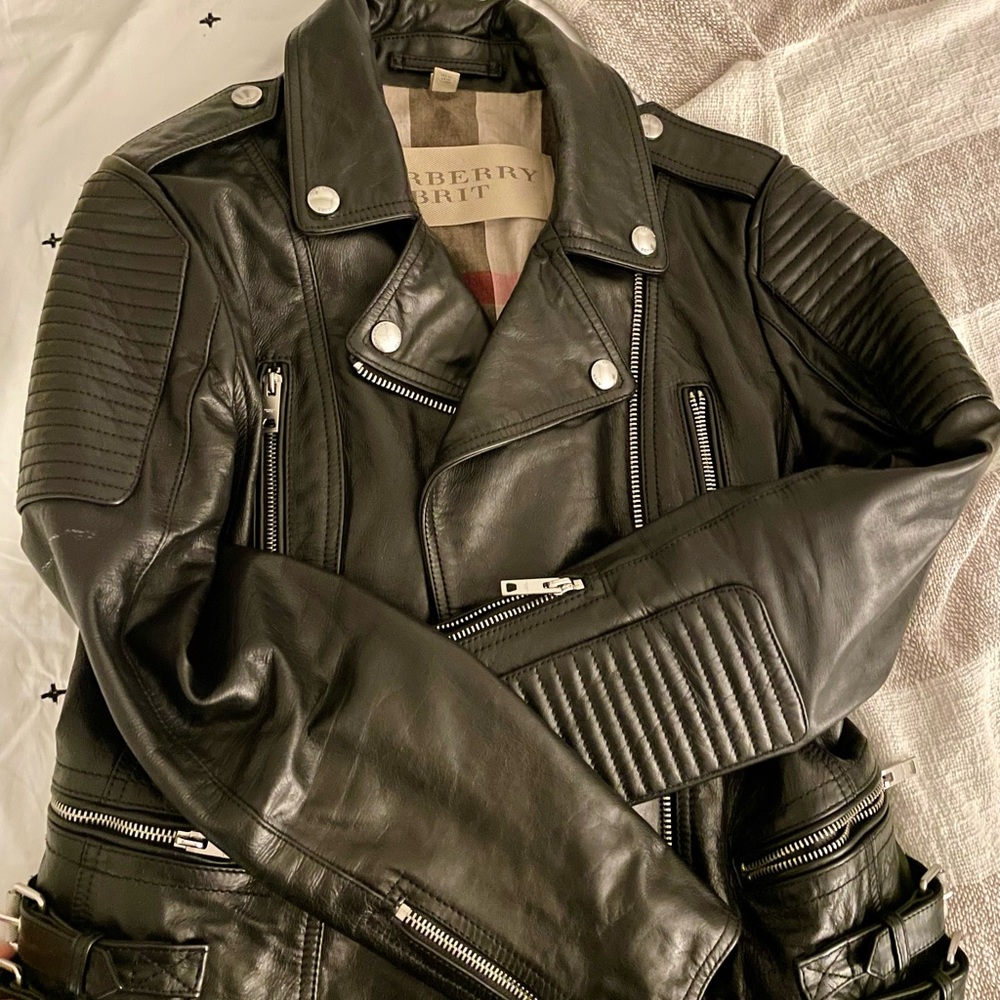 Burberry leather moto jacket